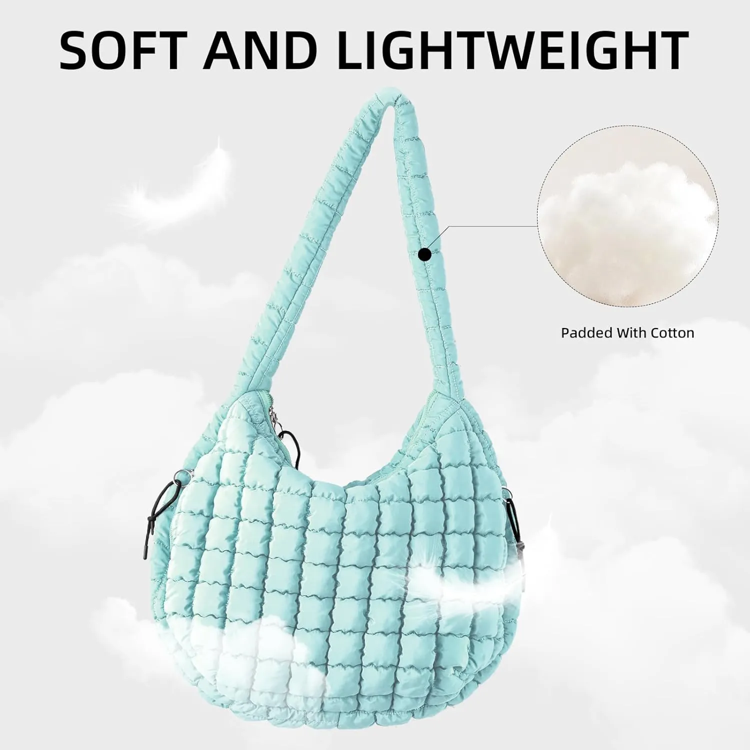 Puffer Quilted Shoulder Bag Large Puffer Tote Bag for Women,Hobo Quilted Tote Bag Crossbody Shoulder Handbags Puff Purse