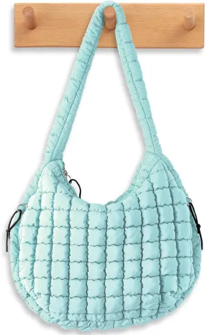 Puffer Quilted Shoulder Bag Large Puffer Tote Bag for Women,Hobo Quilted Tote Bag Crossbody Shoulder Handbags Puff Purse