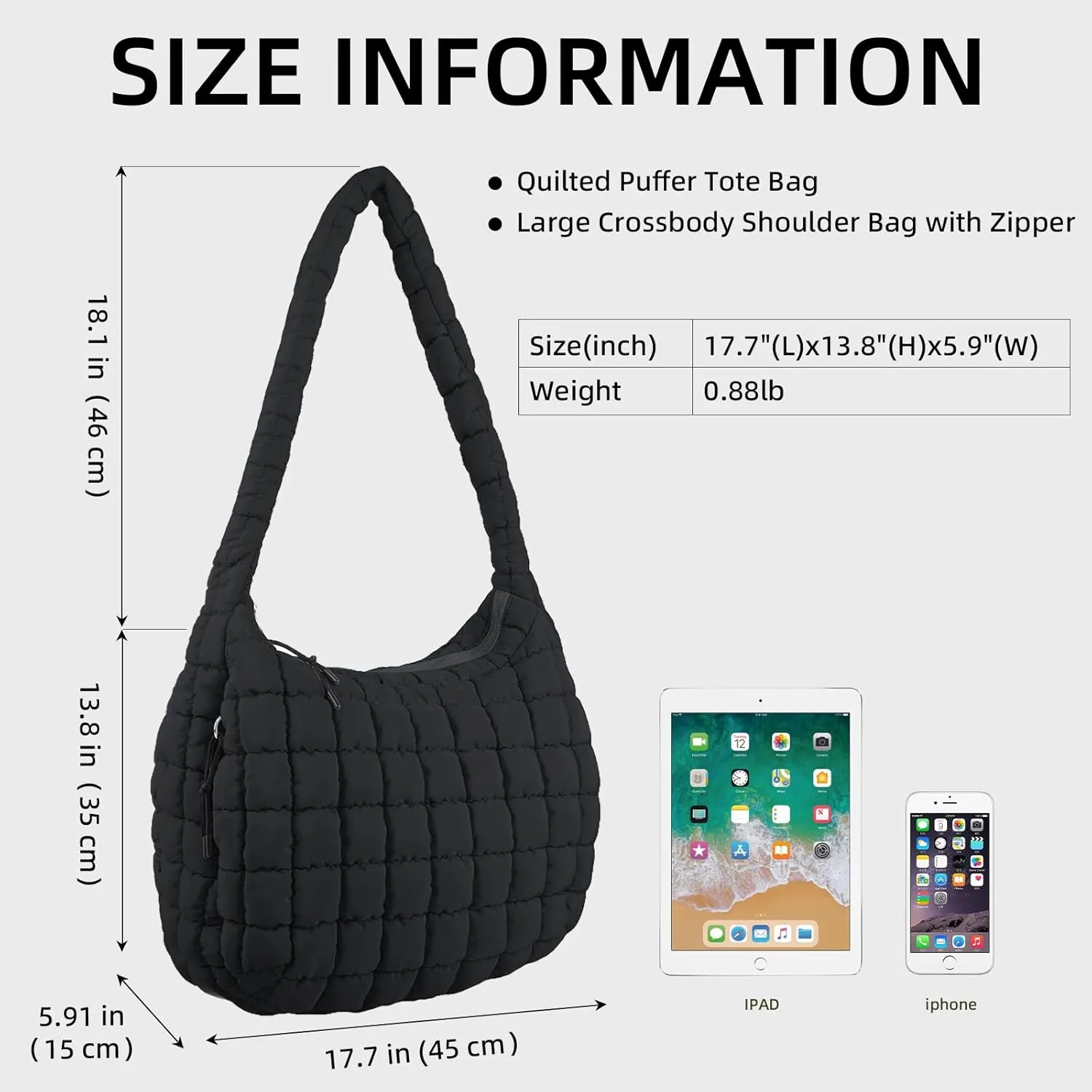 Puffer Quilted Shoulder Bag Large Puffer Tote Bag for Women,Hobo Quilted Tote Bag Crossbody Shoulder Handbags Puff Purse