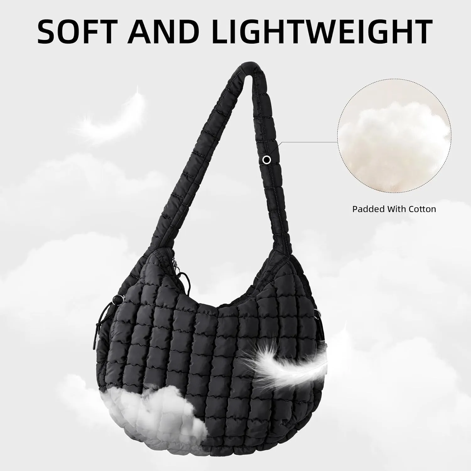 Puffer Quilted Shoulder Bag Large Puffer Tote Bag for Women,Hobo Quilted Tote Bag Crossbody Shoulder Handbags Puff Purse