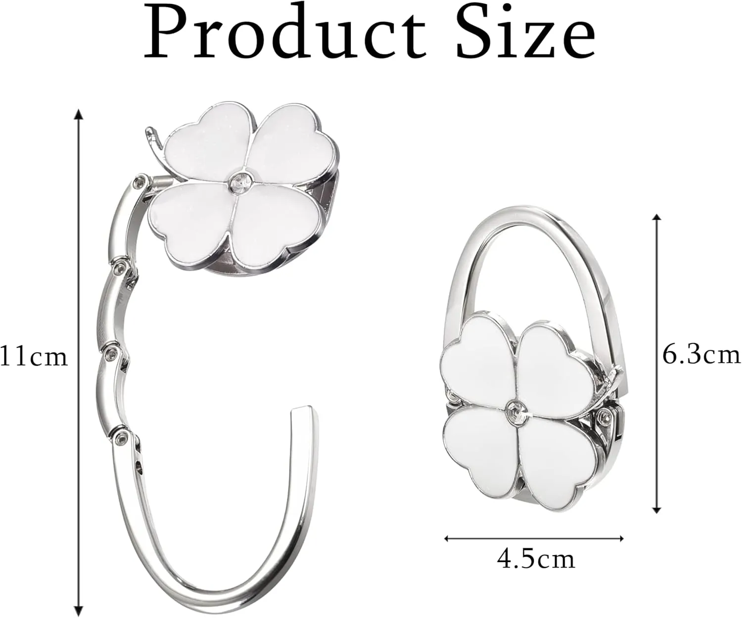 Purse Hook for Table, Clover Design Foldable Purse Holder for Table, Portable Bag Holder - Folding Handbag Hanger | Hangs Almost Anywhere(White)