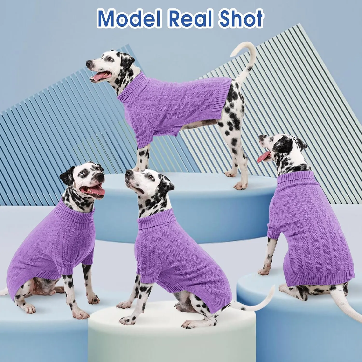 Queenmore Small Dog Sweater, Xmas Turtleneck Knitted Pullover for Dogs, Cats, Girls, Boys - Cold Weather Pet Apparel (Purple, S)
