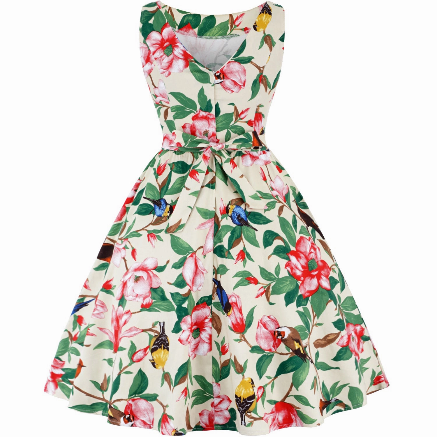 Retro Casual Sleeveless Cotton Knee Length Dress