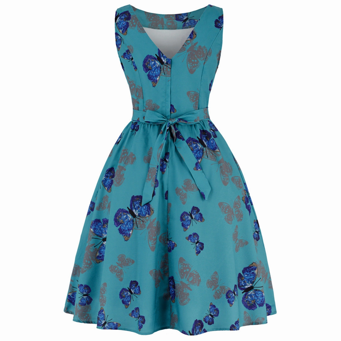 Retro Casual Sleeveless Cotton Knee Length Dress