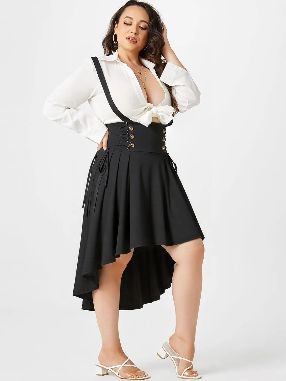 Rosegal Women's Plus Size Gothic Mini Skirt Plaid Zipper Mini A Line Skirt