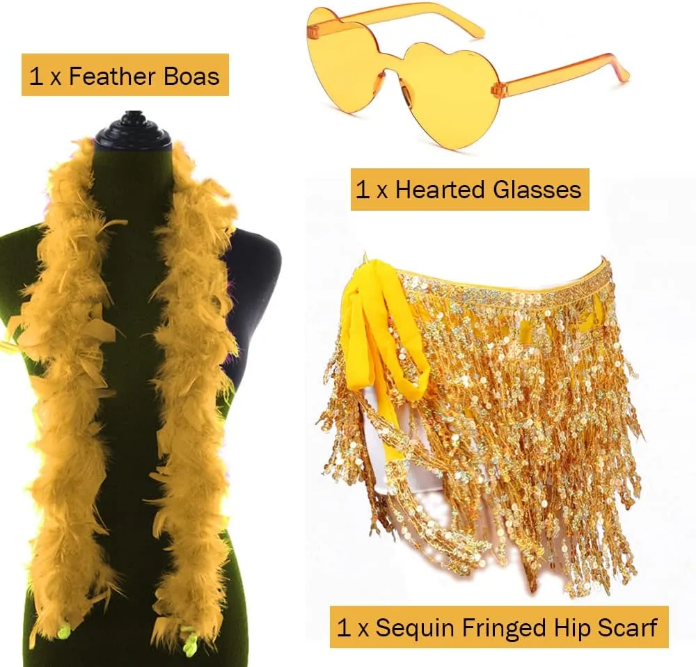 Sequin Skirt - Sequin Skirt for Women Fringe Skirt Belly Dance Rave Disco Cowgirl Sparkle Skirt, with Sunglasses   Boa