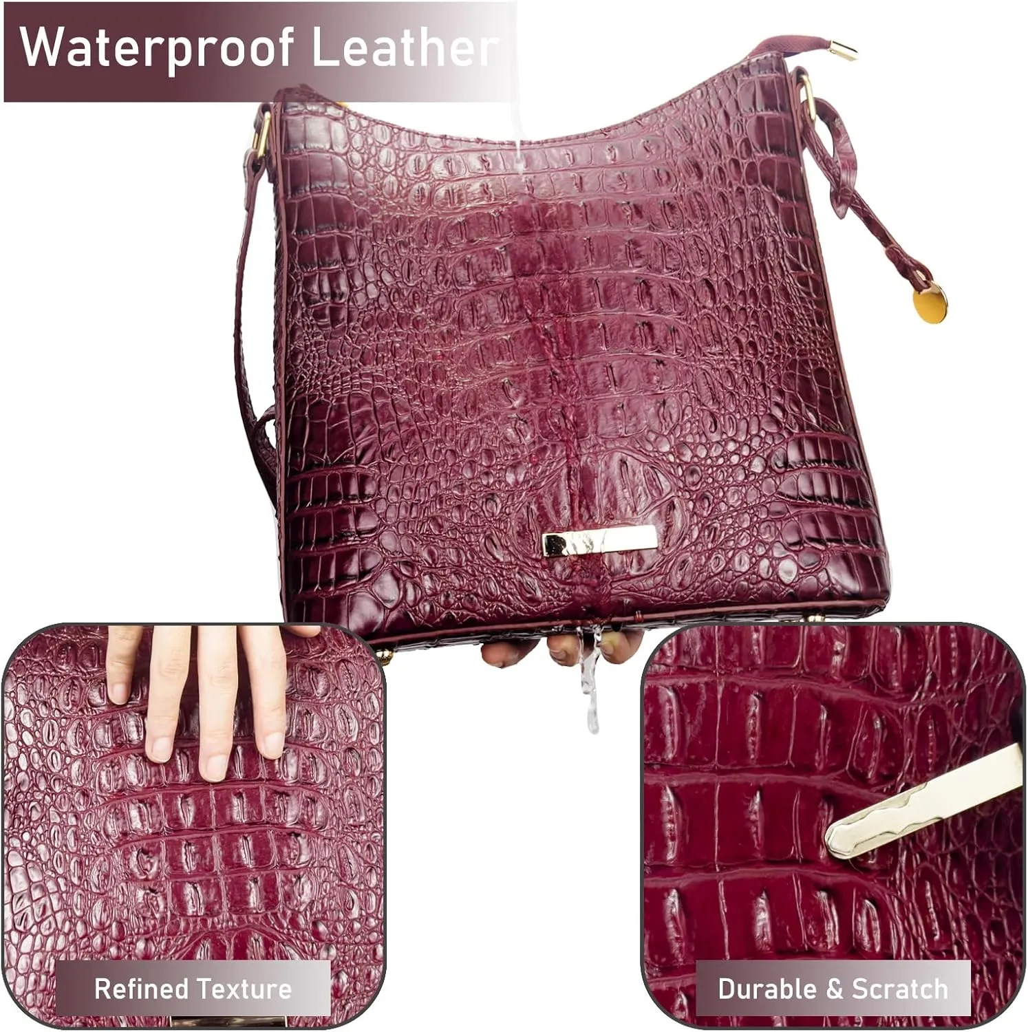 Shoulder Crocodile Flat Handbags for Women trendy Ladies Shoulder Bag Embossed Pattern Leather Crossbody Purse