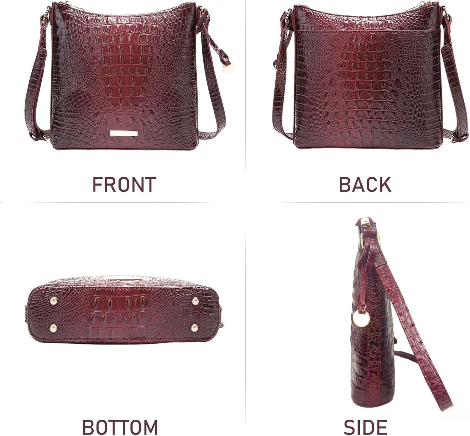Shoulder Crocodile Flat Handbags for Women trendy Ladies Shoulder Bag Embossed Pattern Leather Crossbody Purse
