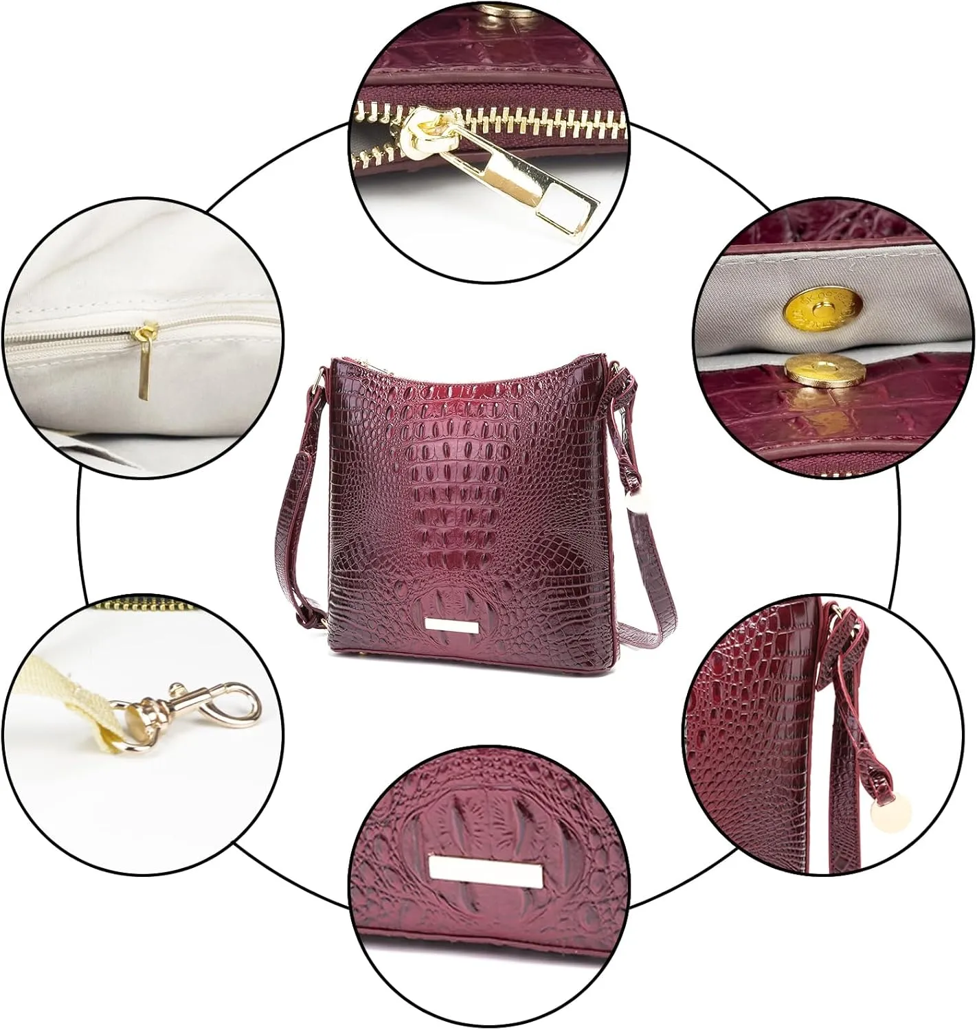 Shoulder Crocodile Flat Handbags for Women trendy Ladies Shoulder Bag Embossed Pattern Leather Crossbody Purse