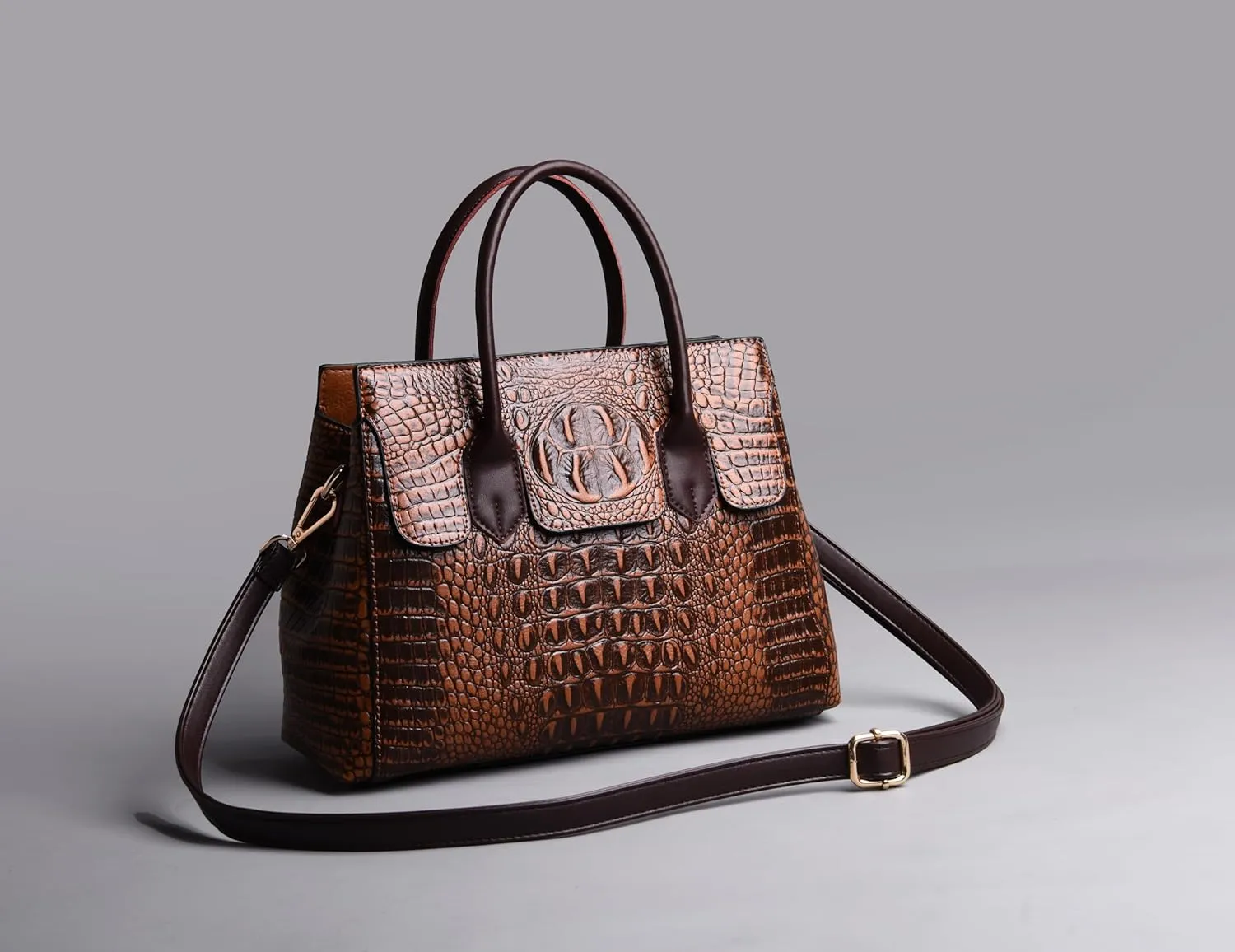 Shoulder Sling Tote Handbag For Women Retro Crocodile Top Handle Shoulder Bag