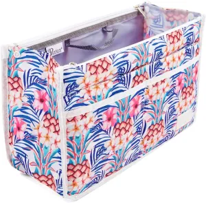 Signature Purse Organizer Insert with Handles & 13 Pockets - 3 Sizes (White Pineapple, Large)
