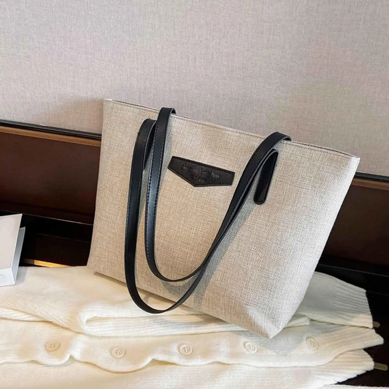 Single Shoulder Bag Women's Bags 2025 New Korean Version Cotton And Linen Large Capacity Casual (White, One Size)