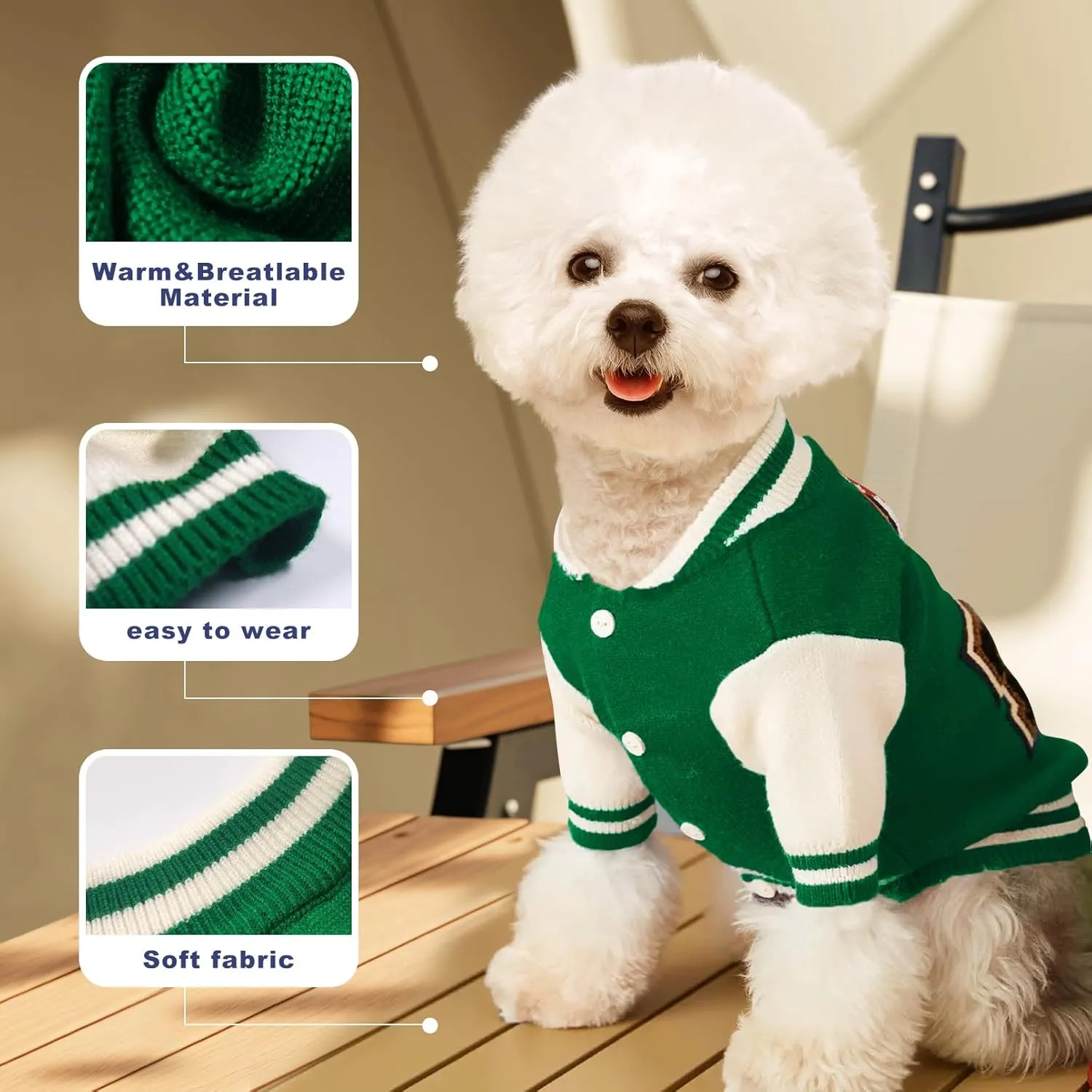 Small Puppy Sweater, Warm Pet Sweater, Cute Knitted Classic Dog Sweaters for Small Dogs, Dog Sweatshirt Clothes Coat Apparel (L)