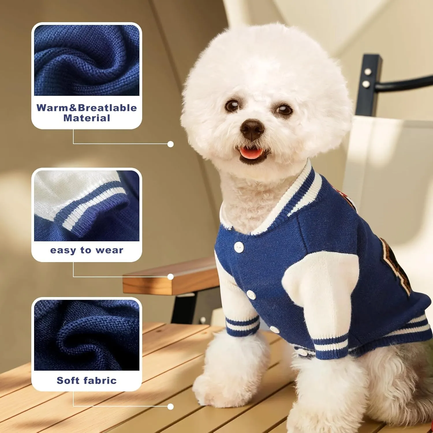 Small Puppy Sweater, Warm Pet Sweater, Cute Knitted Classic Dog Sweaters for Small Dogs, Dog Sweatshirt Clothes Coat Apparel (L)