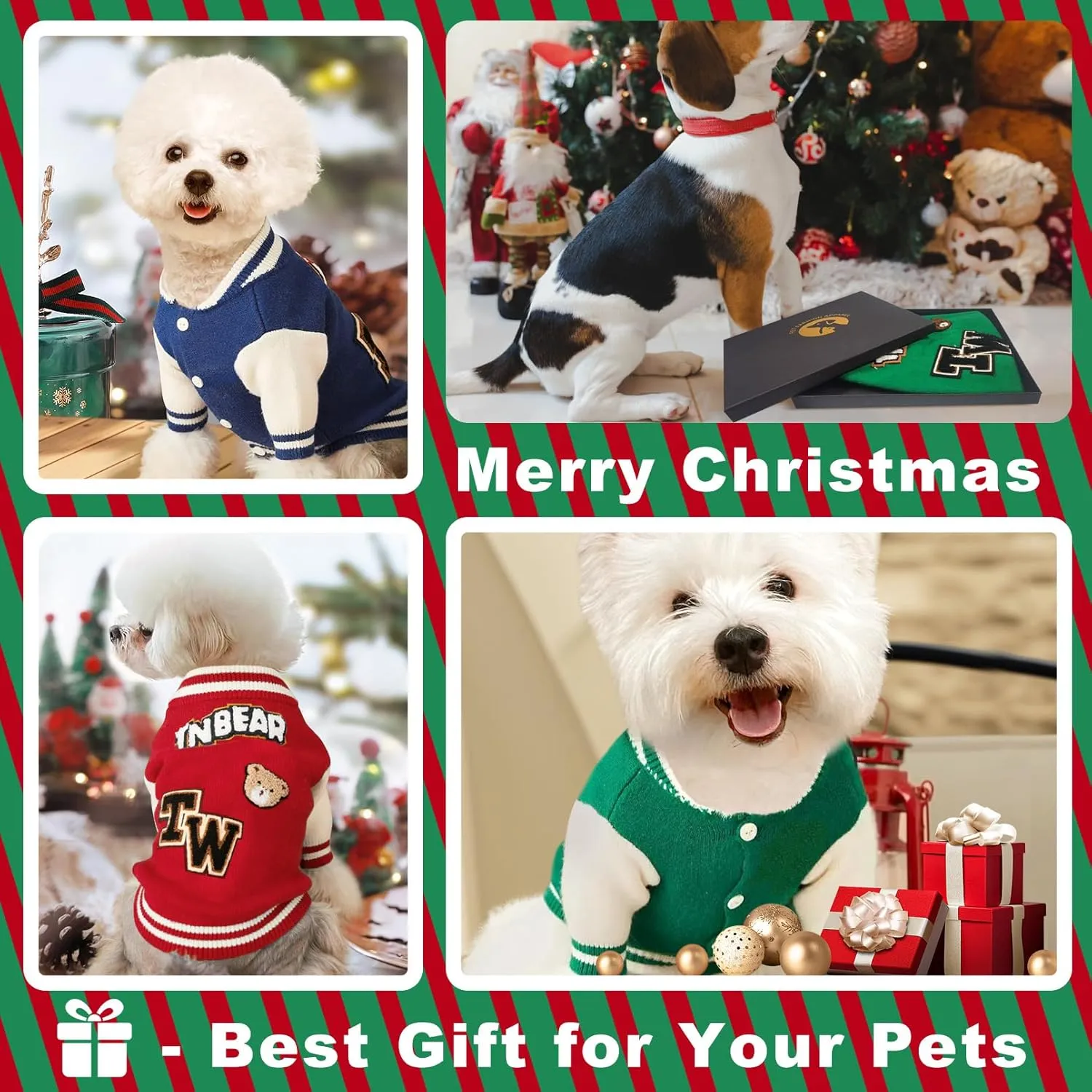 Small Puppy Sweater, Warm Pet Sweater, Cute Knitted Classic Dog Sweaters for Small Dogs, Dog Sweatshirt Clothes Coat Apparel (L)