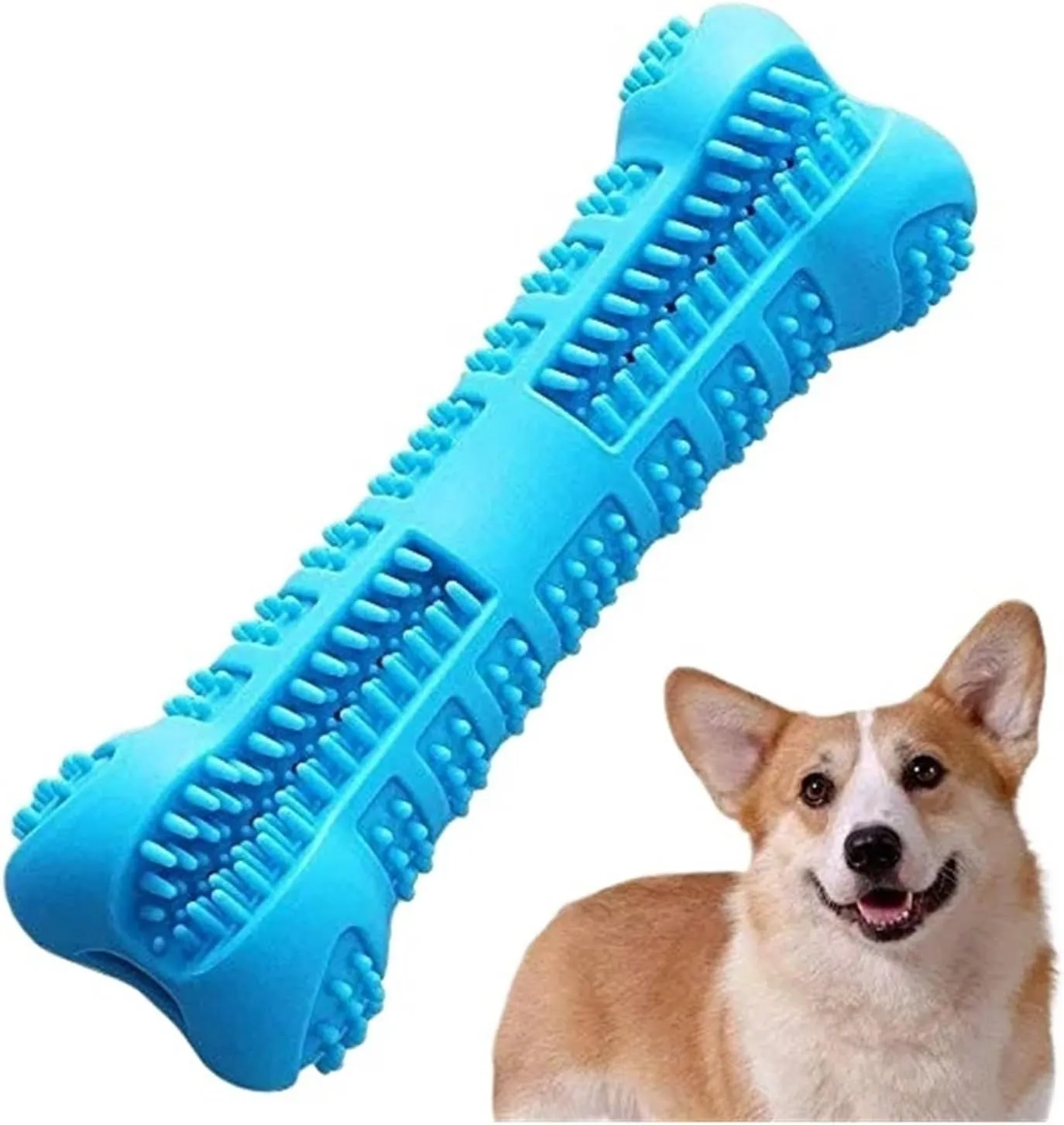 Soft Rubber Dog Toothbrushes Puppy Chew Toys Dog Brush Stick 360 Degree Teeth Cleaning Toothpaste for Small Dogs Pet Toothbrush(Blue,L 14.5x4.7cm)