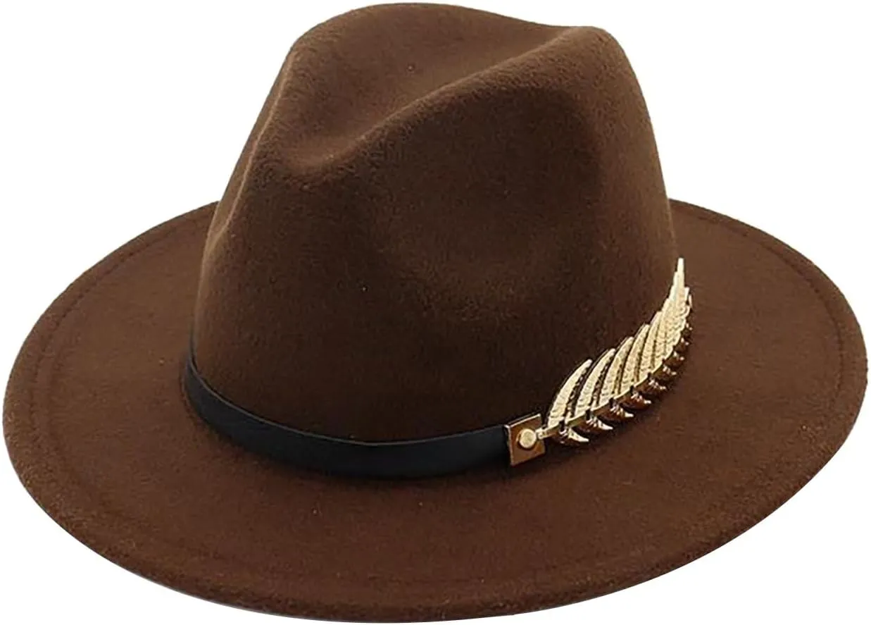 Solid Color Fedora Hat for Men Panama Party Hat Wide Brim Hat Unisex Belt Buckle Hat for Men Women