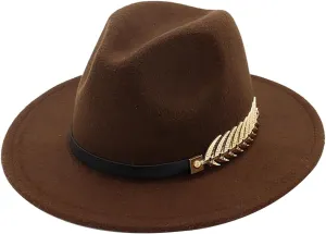 Solid Color Fedora Hat for Men Panama Party Hat Wide Brim Hat Unisex Belt Buckle Hat for Men Women