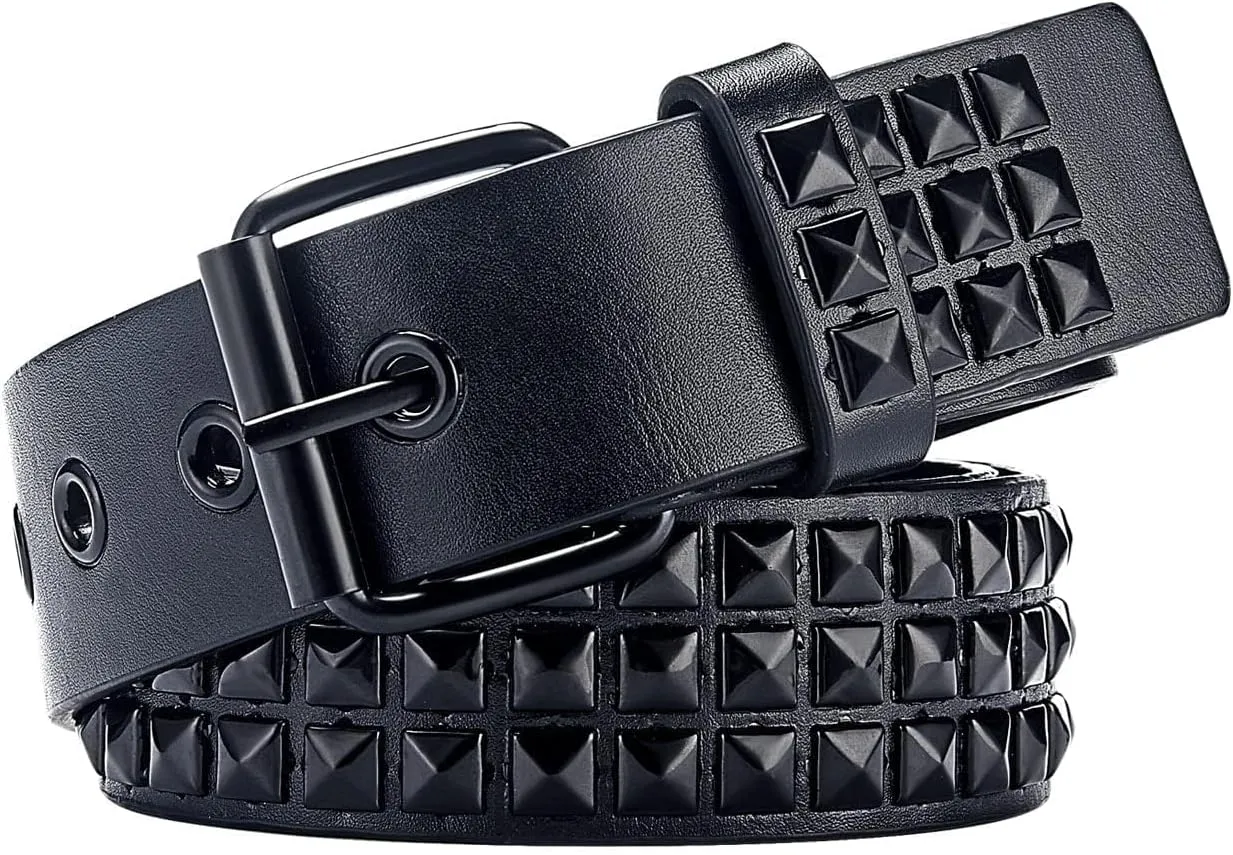 Studded Belt, Metal Punk Rock Rivet belt with Bright Pyramid Studded for Women Men