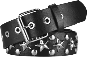 Studded Belt, Metal Punk Rock Rivet belt with Bright Pyramid Studded for Women Men