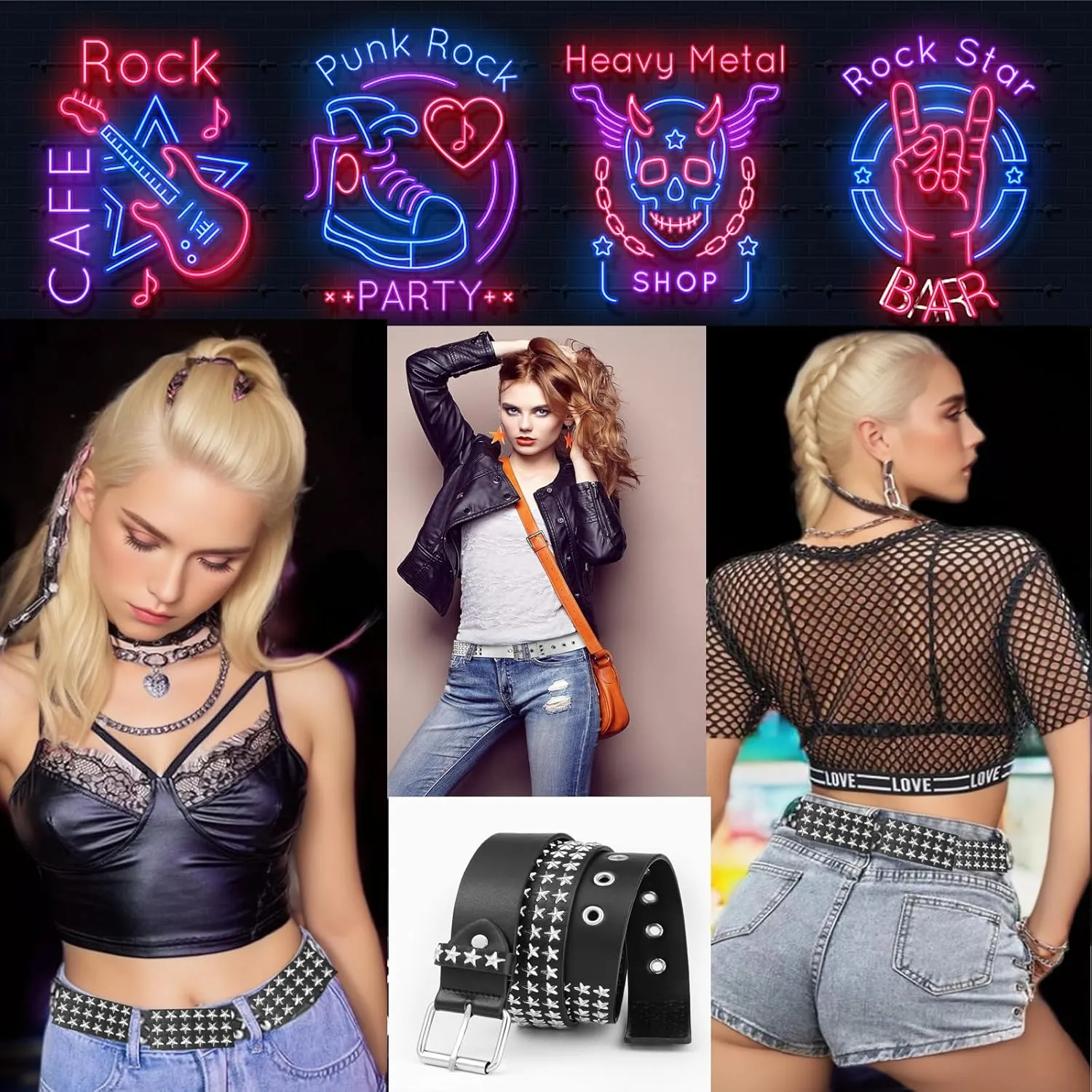 Studded Punk Y2K Goth Belt for Men or Women