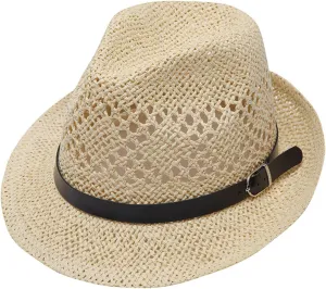 Sun Hats for Women Summer Wide Brim Panama Hat Fedora Summer Beach Sun Hat Straw Fedora Hat for Women