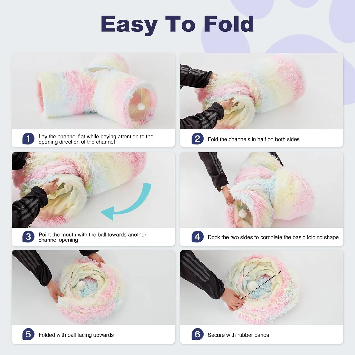 Tempcore Plush Pet Cat Tunnel Tube Cat Toys 3 Way Collapsible, Tunnels for Indoor CatsKitty Tunnel Bored Pet Toys Peek Hole Ball Puppy, Kitty, Kitten, Rabbit Rainbow