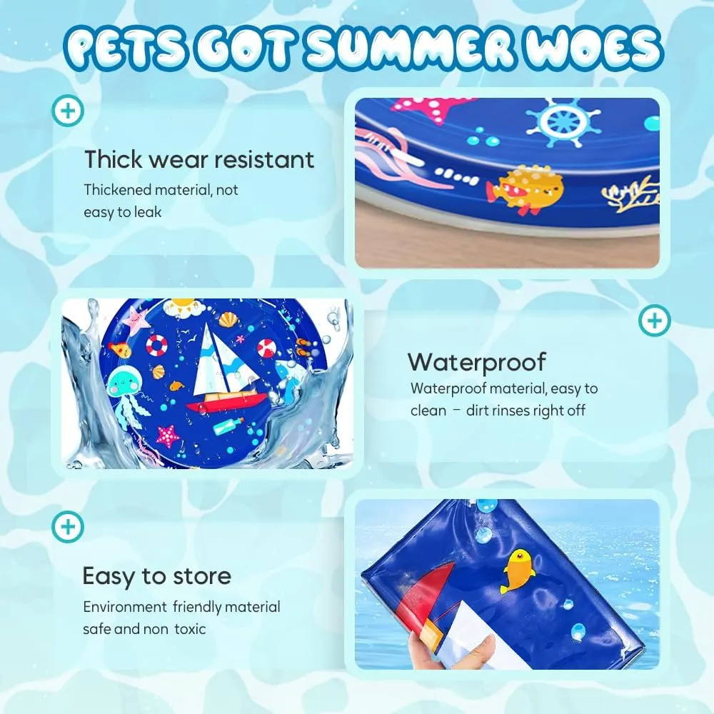 Thickened Water Sensor Play Mat for Cats, 2025 Upgrade Pet Cat Water Bed Play Mat Cool Comfort Inflatable Water Mat, Interactive Water Sensory Playmat with Fish for Pet Cat and Dog (#A1)