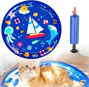 Thickened Water Sensor Play Mat for Cats, 2025 Upgrade Pet Cat Water Bed Play Mat Cool Comfort Inflatable Water Mat, Interactive Water Sensory Playmat with Fish for Pet Cat and Dog (#A1)