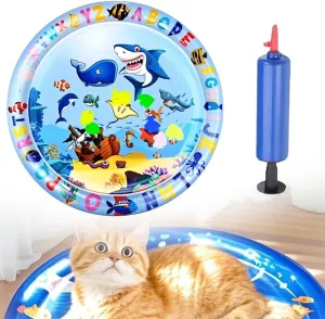 Thickened Water Sensor Play Mat for Cats, 2025 Upgrade Pet Cat Water Bed Play Mat Cool Comfort Inflatable Water Mat, Interactive Water Sensory Playmat with Fish for Pet Cat and Dog (#A2)