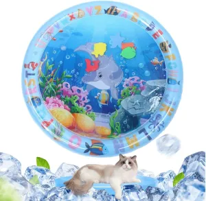 Thickened Water Sensor Play Mat for Cats, 2025 Upgrade Pet Cat Water Bed Play Mat Cool Comfort Inflatable Water Mat, Interactive Water Sensory Playmat with Fish for Pet Cat and Dog (#A4)