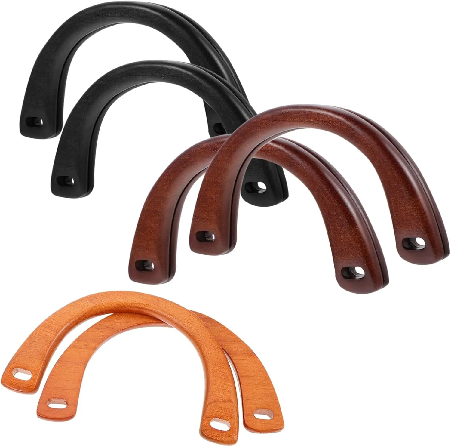 Tofficu 12pcs Handmade Wood Purse Handle Shaped Bag Straps Natural Oak Design for Handbags Stylish Replacement Handles for Bags for Craft and Young