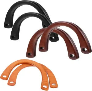 Tofficu 12pcs Handmade Wood Purse Handle Shaped Bag Straps Natural Oak Design for Handbags Stylish Replacement Handles for Bags for Craft and Young