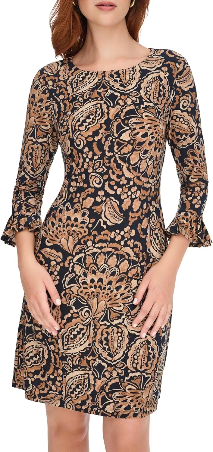 Tommy Hilfiger Womens Casual Jersey Knit Midi Dress