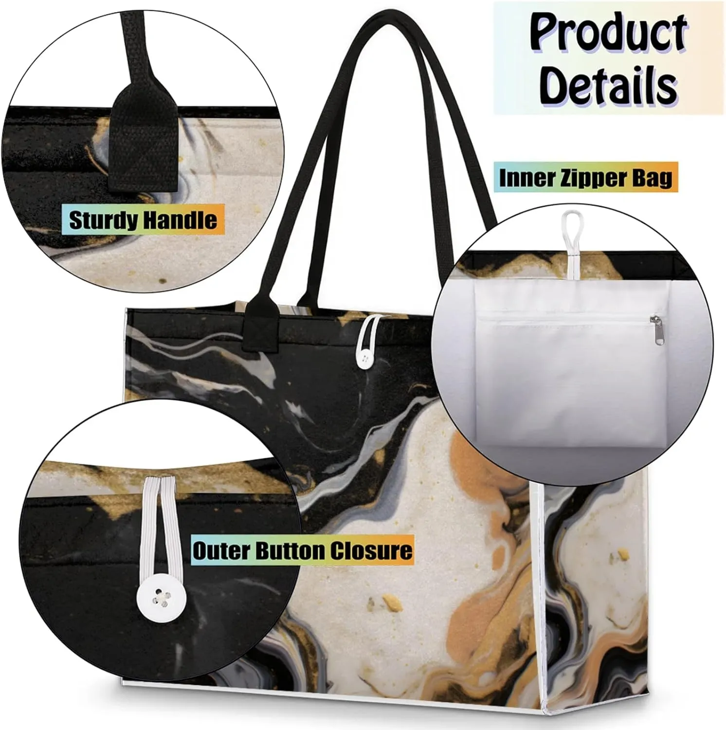 Tote Bag for Women Reusable Canvas Shoulder Bag
