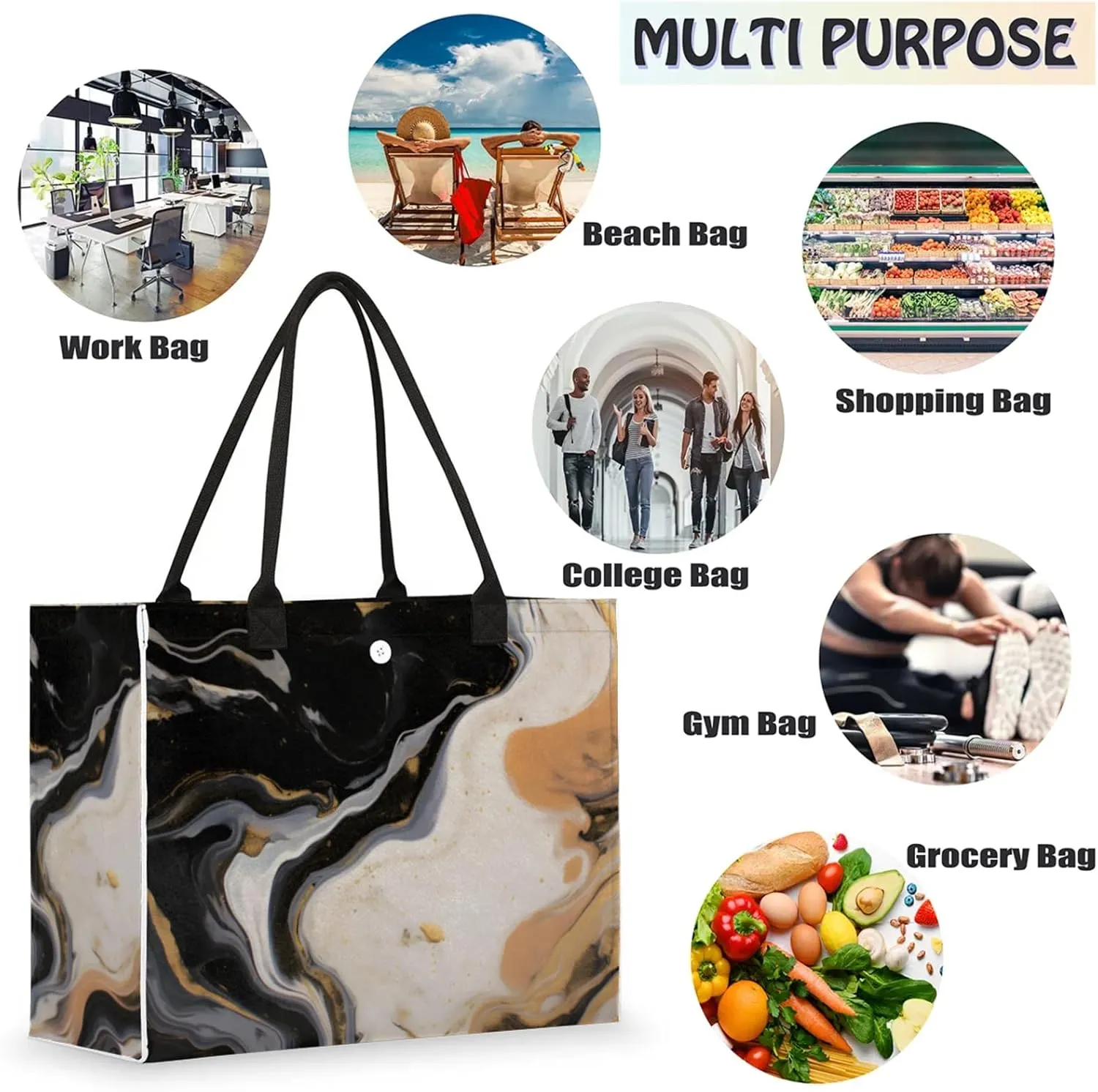 Tote Bag for Women Reusable Canvas Shoulder Bag