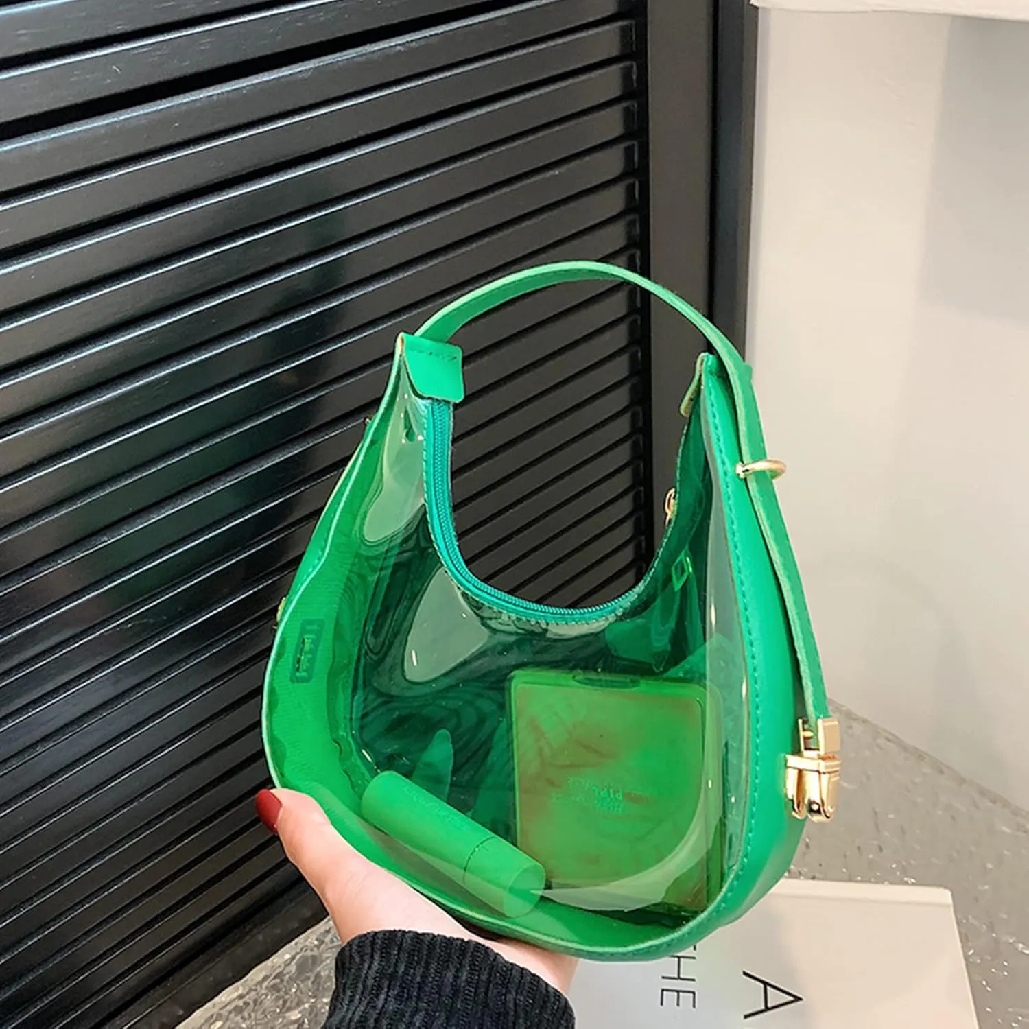 Transparent Clear Jelly Underarm Bag Shoulder Bag for Women Luxury Purses and Handbags Sactchel Bag