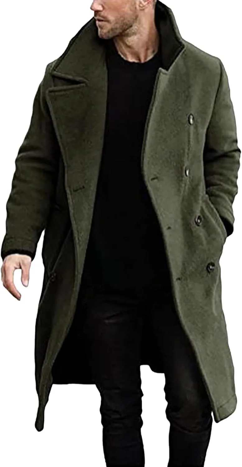 Trench Coat Jacket Men'S Autumn And Winter Street Trendy Short Off Shoulder Trench Coat Jacket Men Mens Coat Black