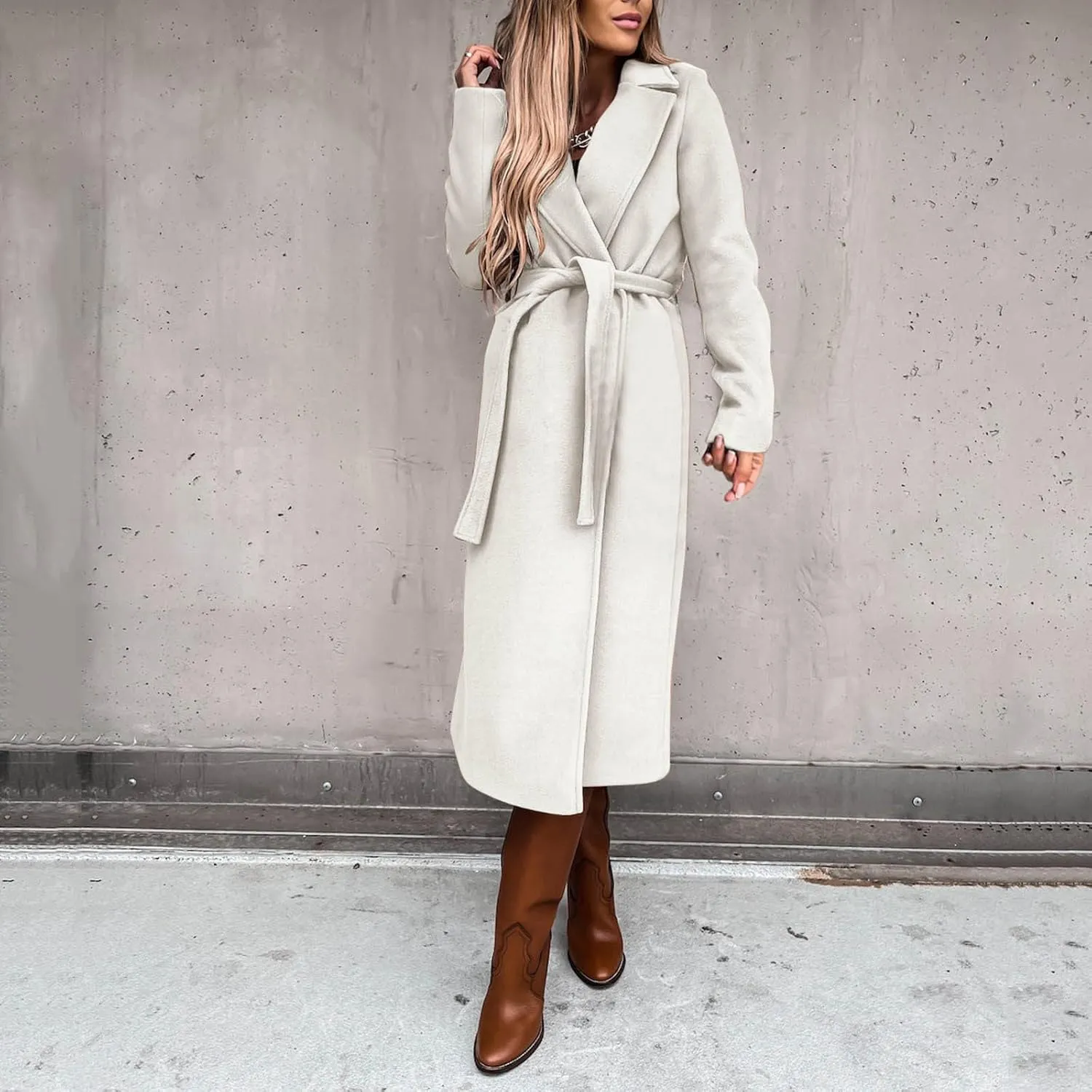 Trench Coat Sleeve Casual Fuzzy Jacket Loose Fitting Warm Winter Outwear Fashion Lapel Jacket Hooded Trench Coat