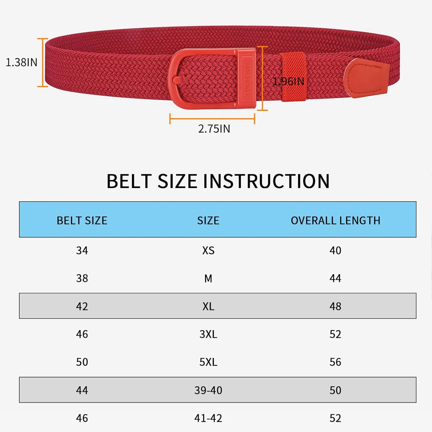 Tsa Approved Hypoallergenic Nickel Free Non Metal Belt for Men Elastic Stretch Braided Golf Accessories Belt