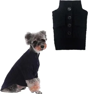 Turtleneck Knitted Dog Sweater Winter Coat Apparel Classic Knit Pet Clothes (Light Navy XS)