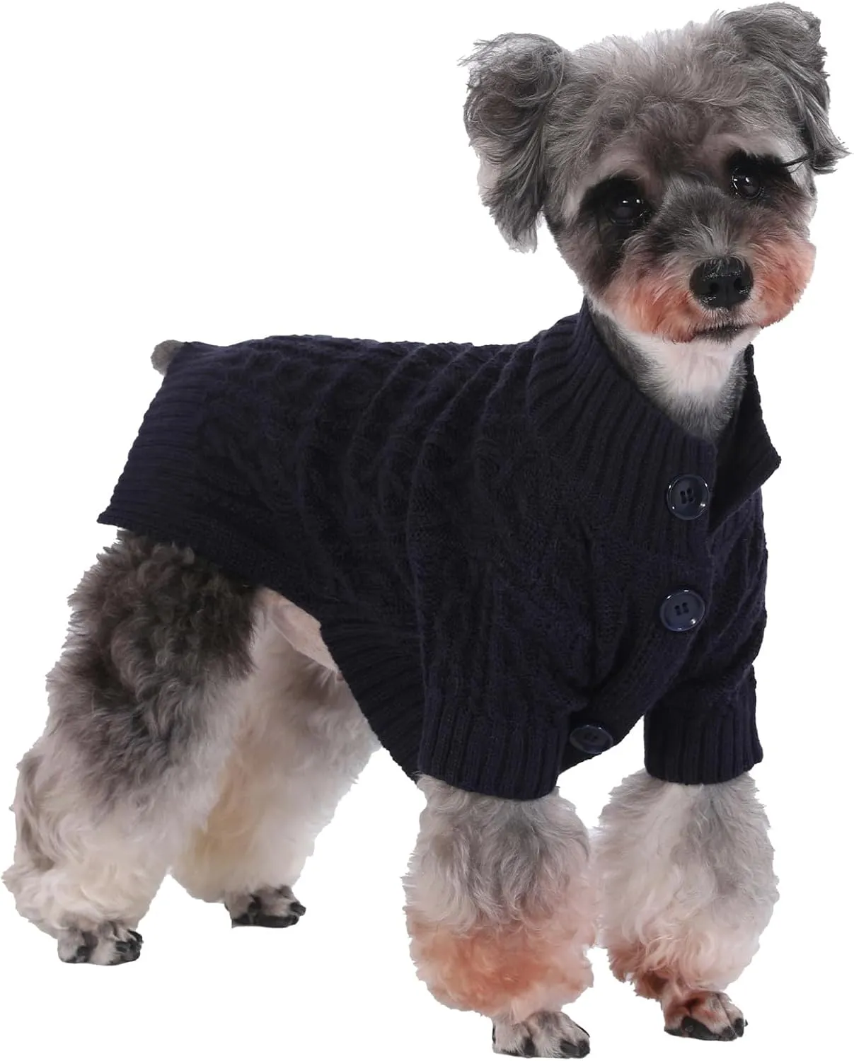 Turtleneck Knitted Dog Sweater Winter Coat Apparel Classic Knit Pet Clothes (Light Navy XS)