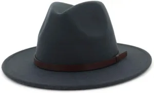 Unisex Fedora Wide Brim Hat Retro Strap Classic Faux Cowboy Sun Party Plain Hats Pinch Front Solid Glant Floppy Punama Hat