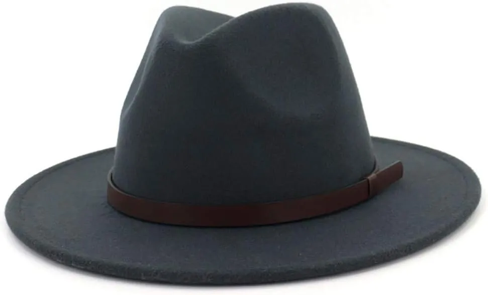 Unisex Fedora Wide Brim Hat Retro Strap Classic Faux Cowboy Sun Party Plain Hats Pinch Front Solid Glant Floppy Punama Hat