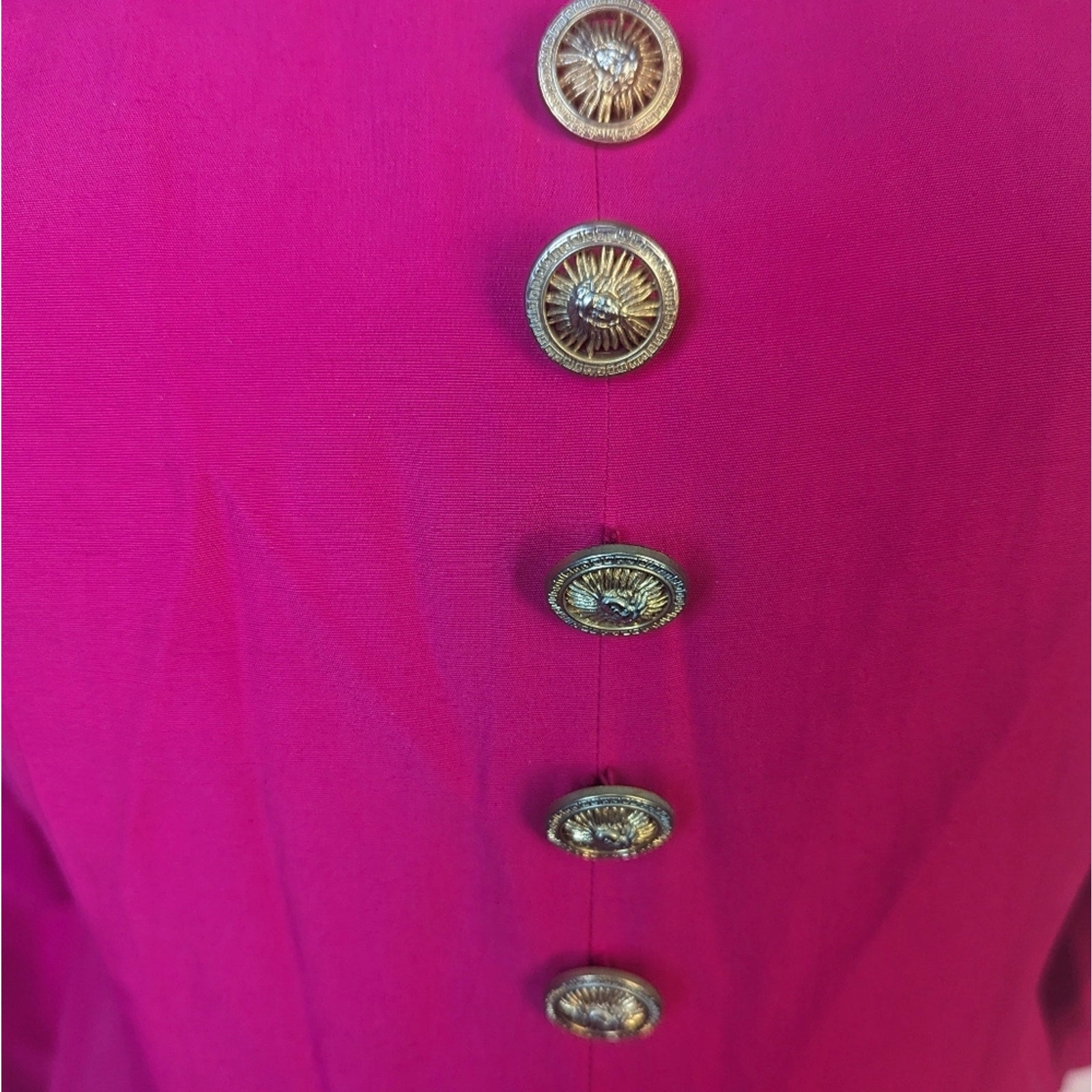 Vintage Hot Pink  Puff Sleeve Dress - Medium
