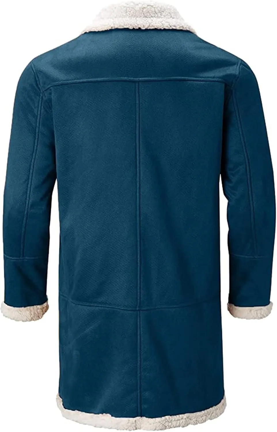 Warm Fleece Jacket for Mens Artificial Lined Hooded Retro Long Jacket Coat Winter Jackets for Men