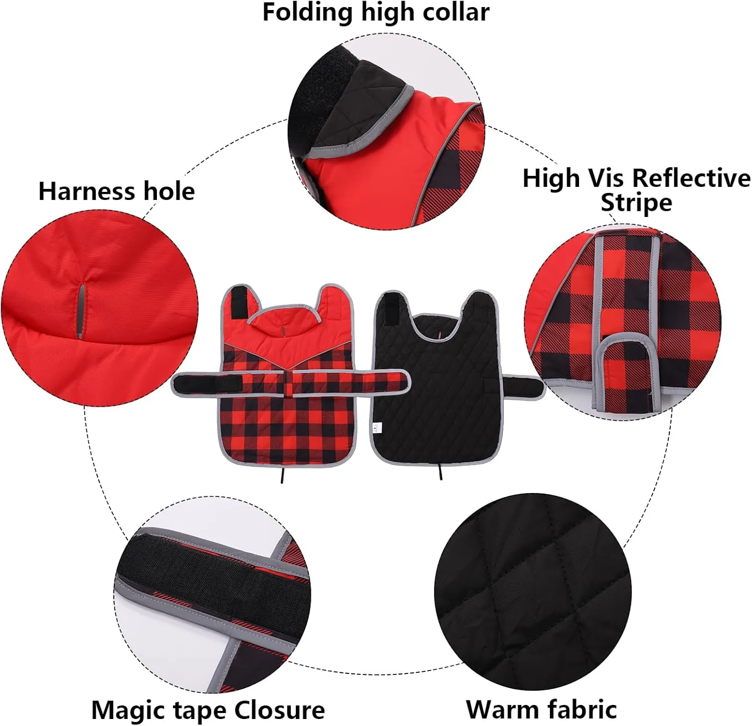 Warm Quilted Dachshund Winter Coat-Red Waterproof Dog Jacket with Outdoor Dog Apparel,Reflective Piping,Adjustable Straps,Cozy Outdoor Apparel for Medium to Large Dogs-Warm and Windproof Pet Clothing