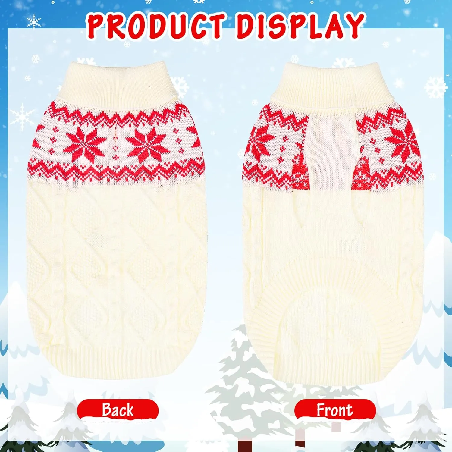 Warm Winter Dog Sweater - Cold Weather Pet Clothes for Small Medium Large Dogs Indoor Outdoor, Soft Classic Knit Puppy Apparel