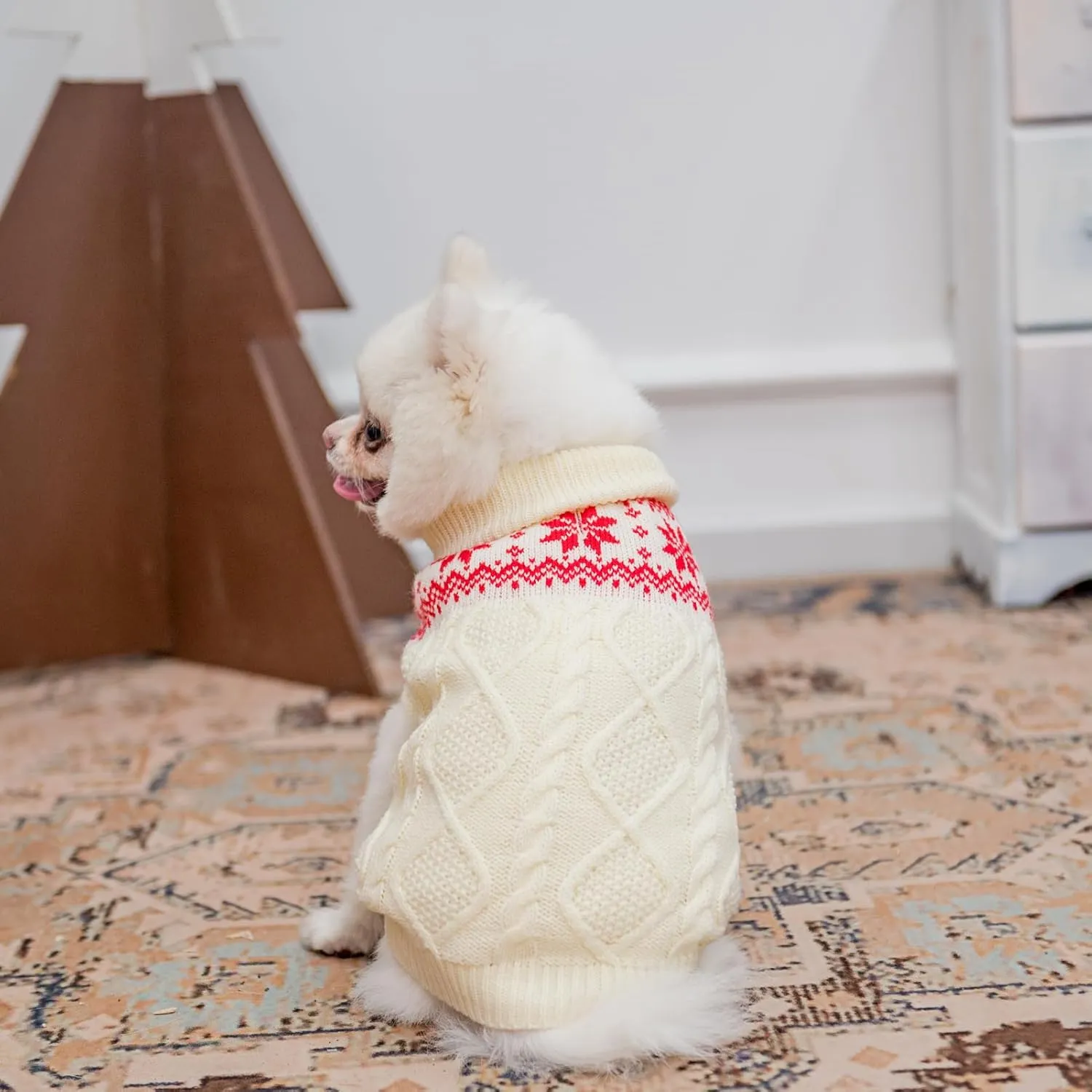Warm Winter Dog Sweater - Cold Weather Pet Clothes for Small Medium Large Dogs Indoor Outdoor, Soft Classic Knit Puppy Apparel
