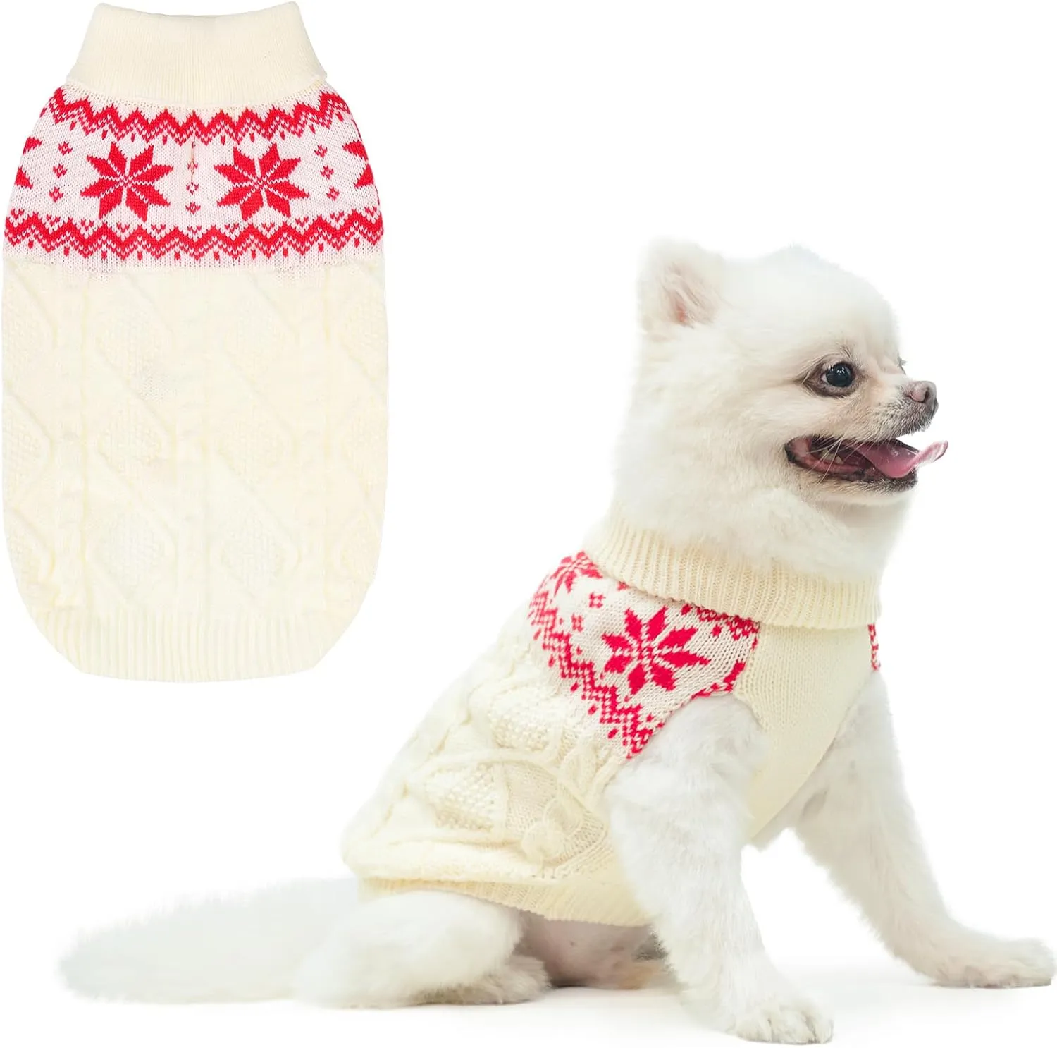 Warm Winter Dog Sweater - Cold Weather Pet Clothes for Small Medium Large Dogs Indoor Outdoor, Soft Classic Knit Puppy Apparel